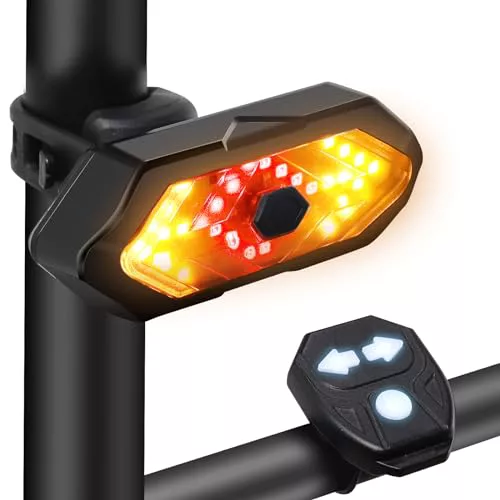 Luz Trasera de Bicicleta con Intermitentes, Luz Trasera de Bicicleta con Control Remoto inalámbrico, USB Recargable 5 Modos Impermeable Ciclismo luz Trasera Intermitente con Sonido