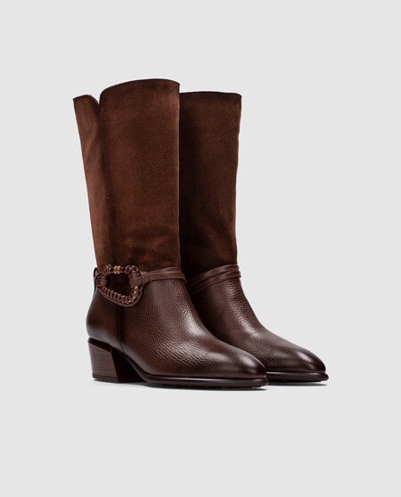 Botas Cana Ancha Altas Bonitas Elegantes Piel