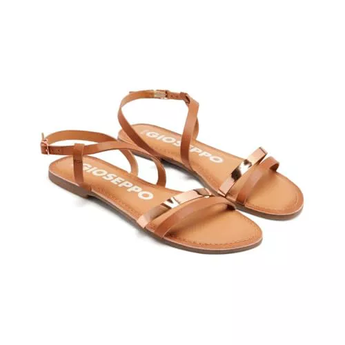 GIOSEPPO Sandalias DE Piel con Tiras Color Cuero Y Metalizado para Mujer BARGEME
