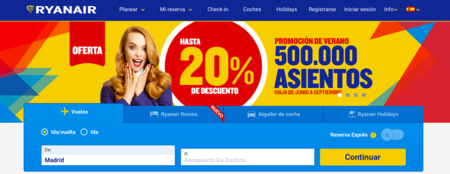 Ryanair oferta más de 500.000 asientos con un 20% de descuento, hasta mañana 22 de mayo.