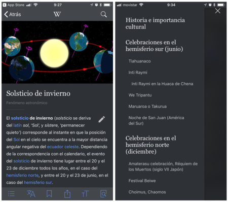 La Wikipedia nos da una razón para descargar su aplicación con su interfaz oscura pensada para los iPhone X