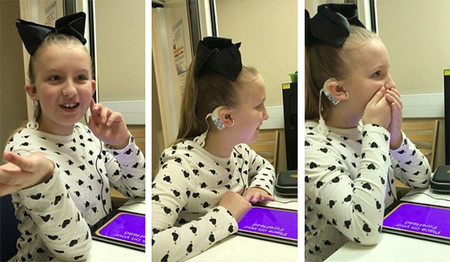 El emocionante instante en el que una niña de 8 años escucha su voz después de mucho tiempo