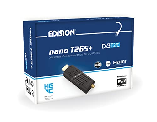 EDISION Nano T265+ Receptor dongle HDMI Terrestre TDT DVB-T2 y por Cable DVB-C