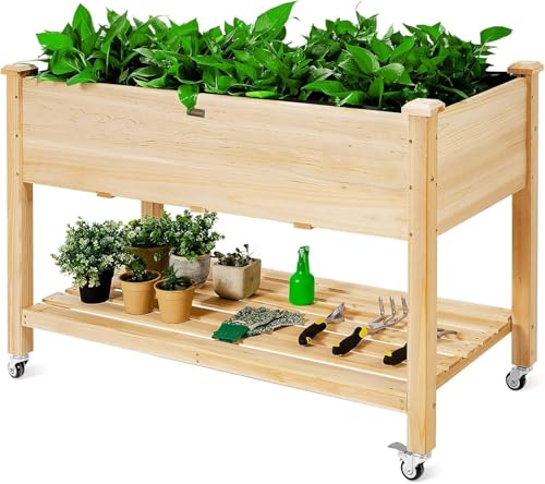 GOPLUS Jardinera Exterior con Ruedas Bloqueables 