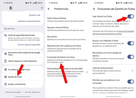 Puedes desactivar Gemini de Google Fotos para mejorar la privacidad de la aplicación