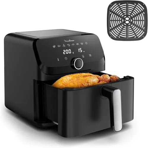 Moulinex Easy Fry Mega, Freidora de aire XL 7,5 L, 8 Programas automáticos, Diseño Compacto, Cocina hasta 8 raciones, Ahorro de energía y tiempo, Piezas aptas lavavajillas, EZ8558F0