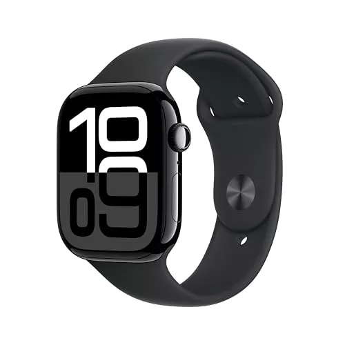 Apple Watch Series 10 [GPS, 46mm] - Caja de Aluminio Negro Brillante con Correa Deportiva Negro, M/L (Reacondicionado)