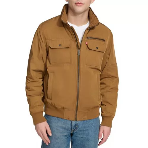 Levi's Men's Stand Collar Utility Bomber Chaqueta, Worker Brown, L Hombres