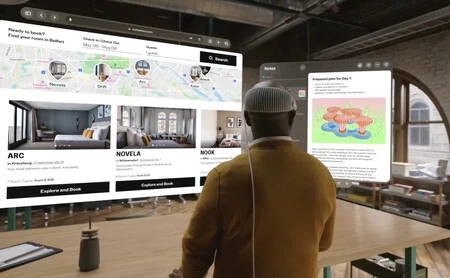 空間コンピューティングを使用すると、インターフェイス要素を現実世界と組み合わせて見ることができます。
