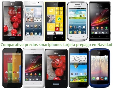 Comparativa precios smartphones de tarjeta prepago con los operadores en Navidad