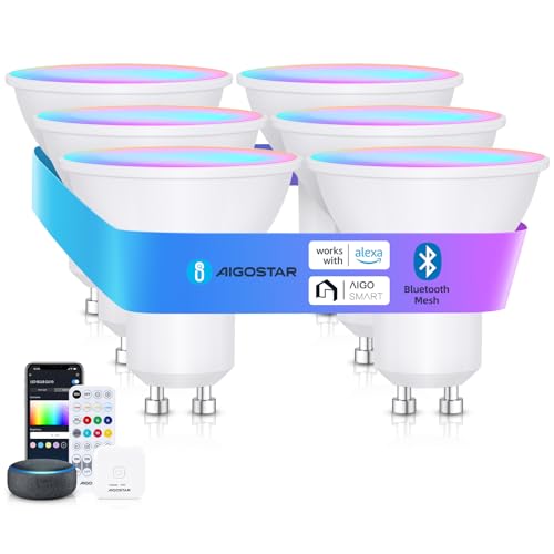 Aigostar Mesh- Bombilla inteligente Bluetooth Mesh, GU10.