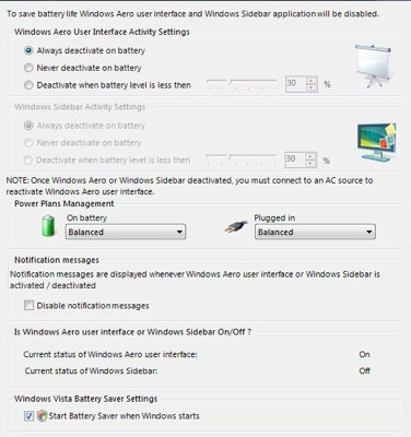Vista Battery Saver, ahorra batería en tu portátil