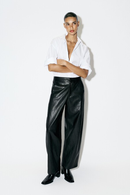 pantalón barrel piel