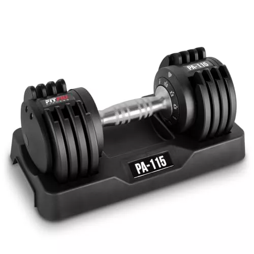 FITFIU Fitness PA-115 - Mancuerna ajustable de 2,2kg hasta 11,5kg para entrenamientos musculación indoor, pesa regulable hasta 11,5kg