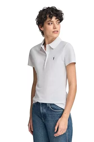 Polo Club Polo Mujer Blanco Algodón de 5 Botones - Poloshirt Manga Corta