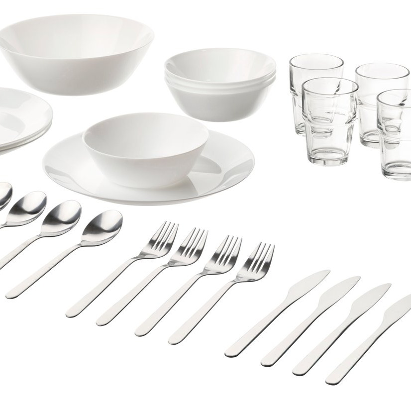 KVABBSO Set vajilla y cubertería, 29 piezas