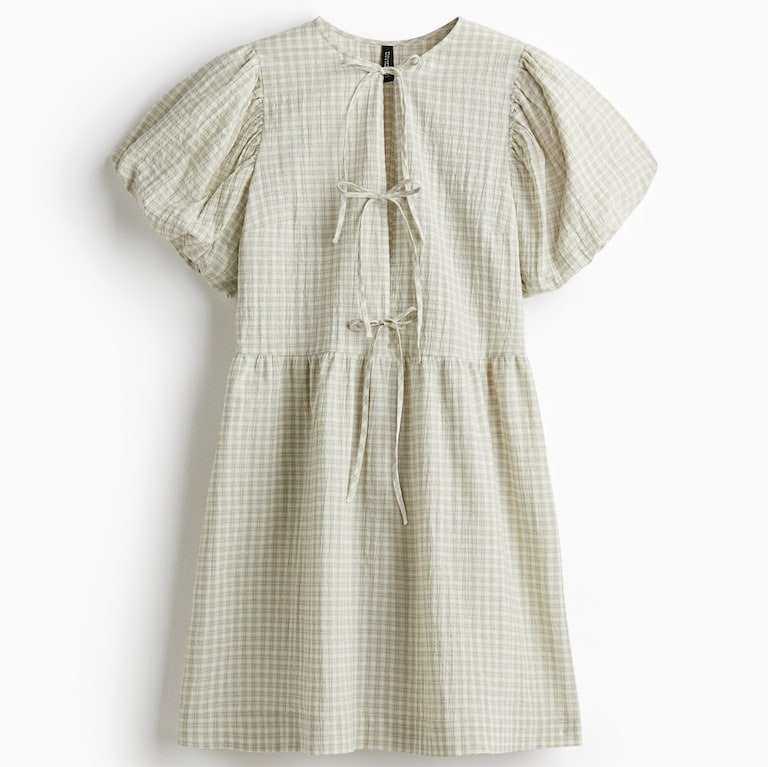 Vestido de algodón con triple lazada

