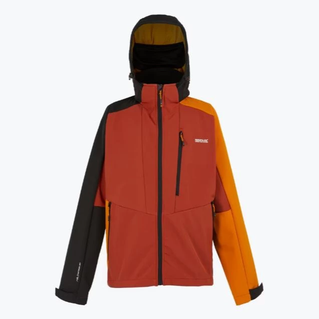 Chaqueta Softshell Hewitts X Color Sólido para Hombre Rojo Ocre, Negro
