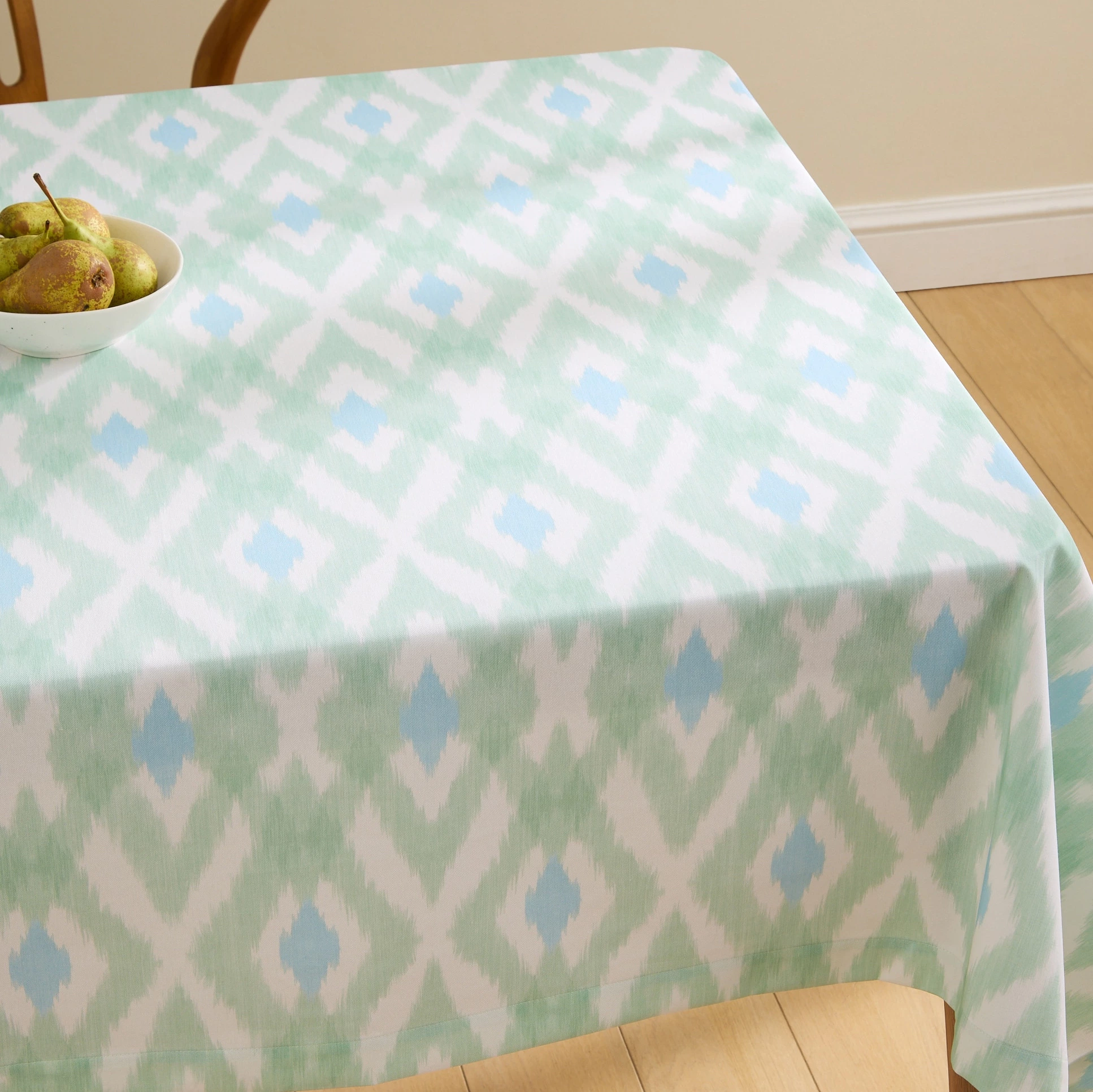 Mantel antimanchas resinado Ikat - Verde 150 x 250 cm