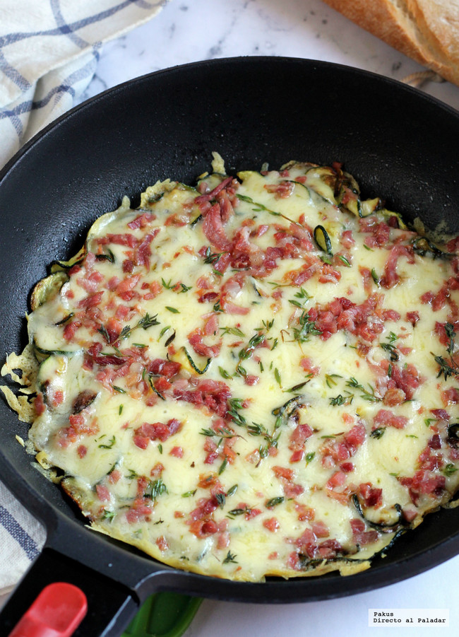 sartenada de calabacín con jamón y queso