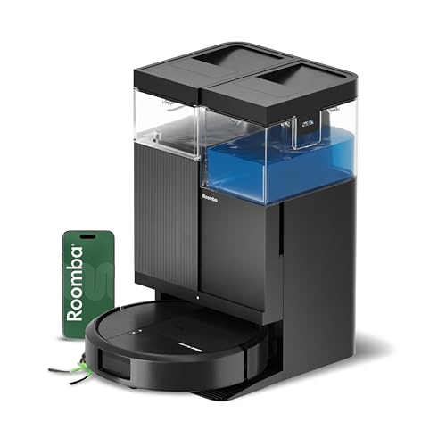 iRobot Roomba Plus 516 Combo Base AutoWash multifunción autolimpiable, 22KPa, Mopas DualClean Elevables y Extensible, Lava 75º, Seca 45º, Clearview LiDAR, Autonomía 90 Días, Accesorios Extra, Negro