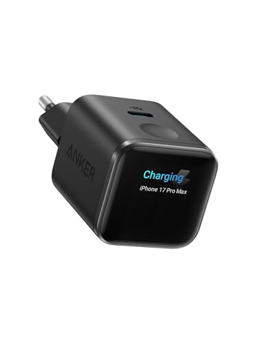 Anker Nano Cargador USB C 45W Inteligente, Cargador iPhone Carga rápida con reconocimiento Inteligente, Compatible con iPhone 17/16/15, iPad Pro, iPad Air (sin Cable, 1 Puerto USB-C, No Plegable)