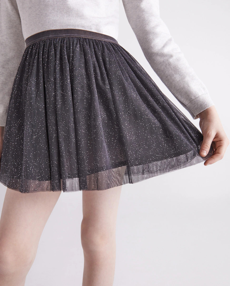 Falda de niña con tul y lúrex