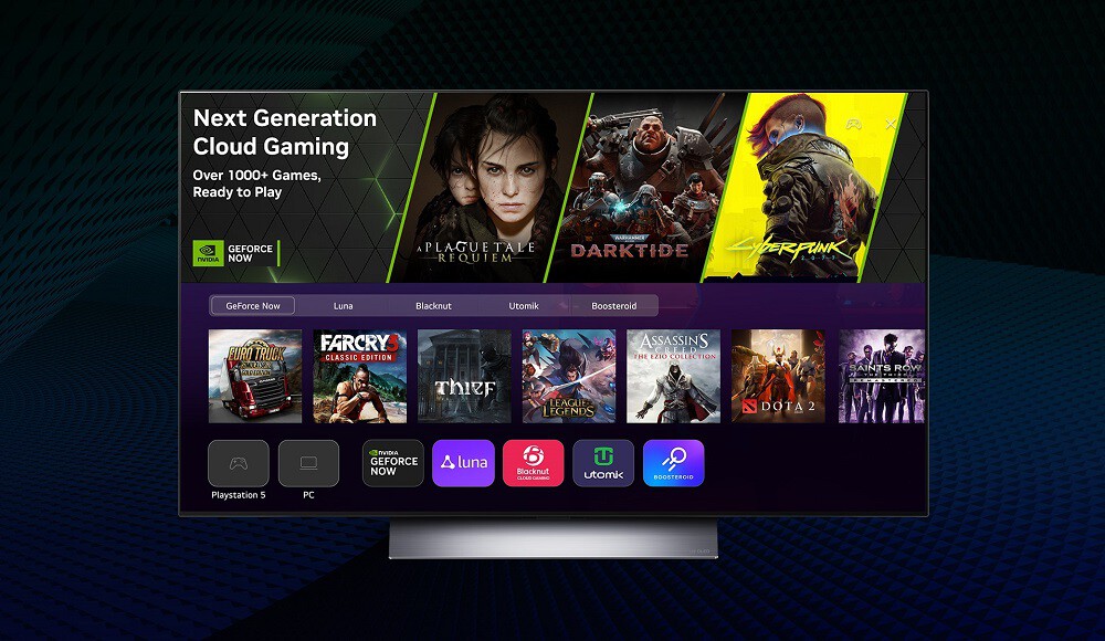 LG amplía las opciones de juego en streaming en sus Smart TV: llegan GeForce NOW 4K a 60 FPS y Amazon Luna a sus teles
