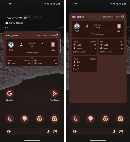 Google Widget Deportes