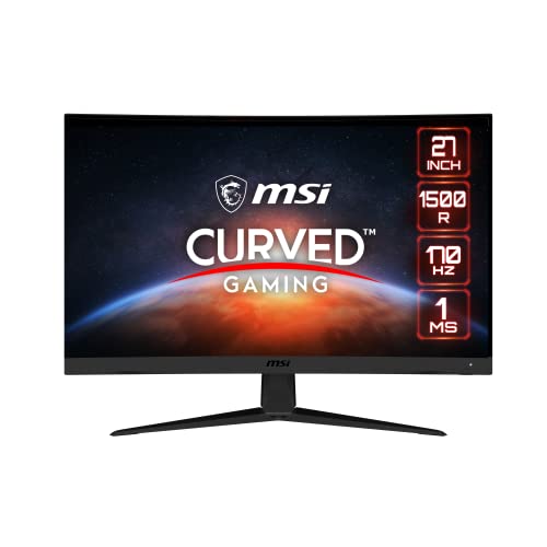 MSI G272CQP, Monitor Gaming Curvo 27" 170 Hz, 1000R, 2560 x 1440 (WQHD), 16:9, 1 ms de Respuesta, 300 nits, FreeSync Premium, HDR Ready, Stand Ajustable, Negro