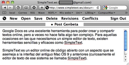 SimpleText.ws, sencillísimo editor de textos online