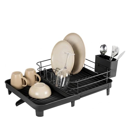 Amig Escurreplatos Extensible con Desagüe Negro Vika
