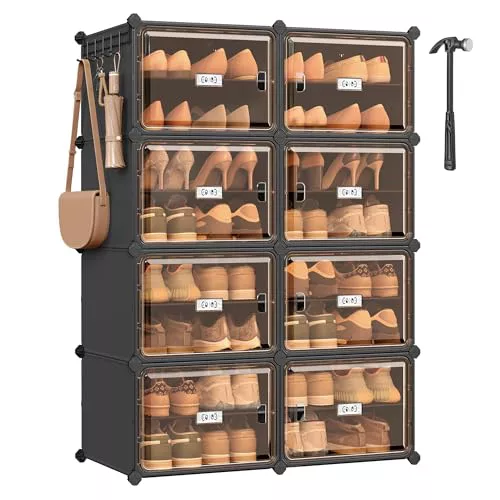 SONGMICS Zapatero de 8 Compartimentos, Modular, Metal, 32 Pares