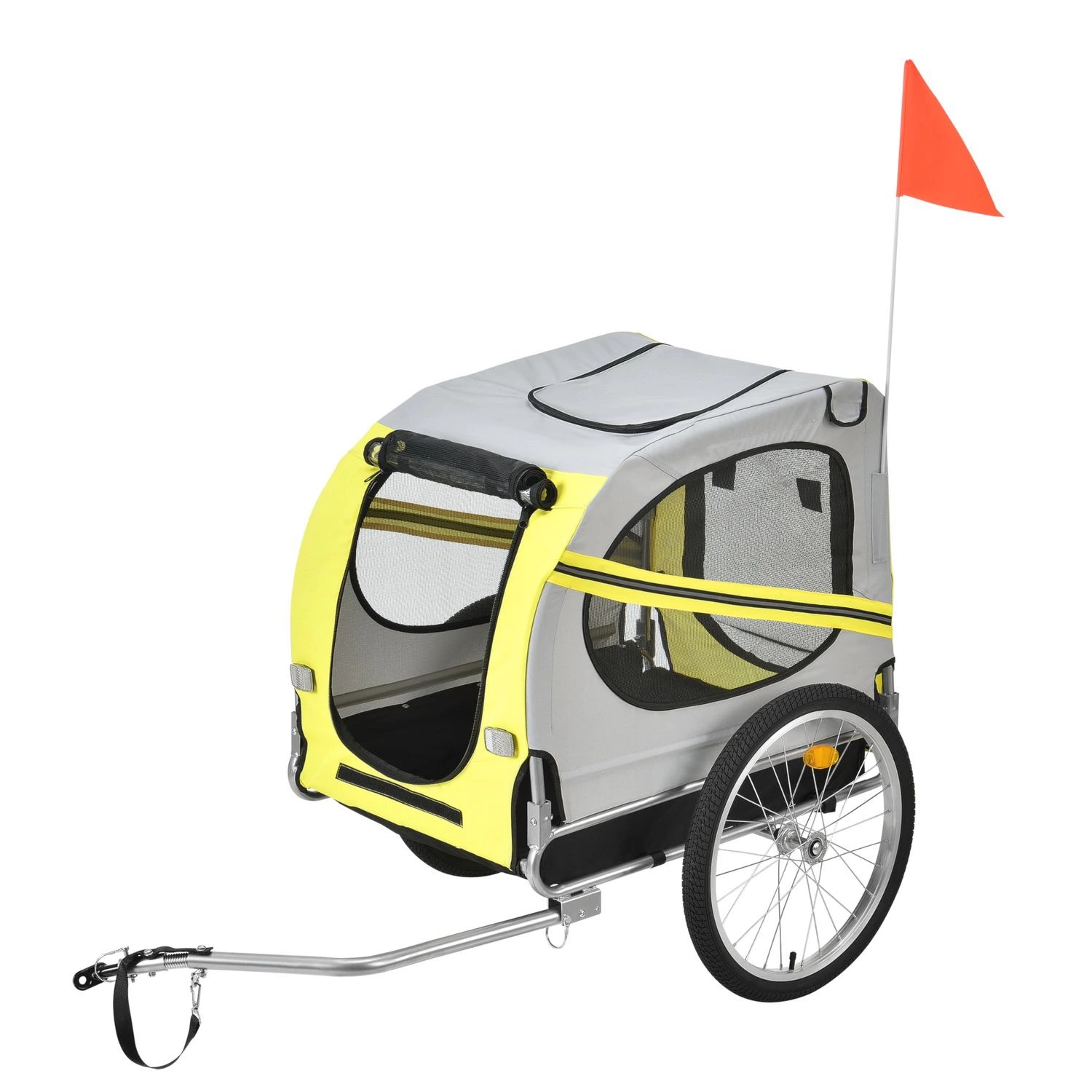 Remolque De Bicicleta Para Mascotas 138 X 71 X 90 Cm Hasta 26 Kg Amarillo Negro 
