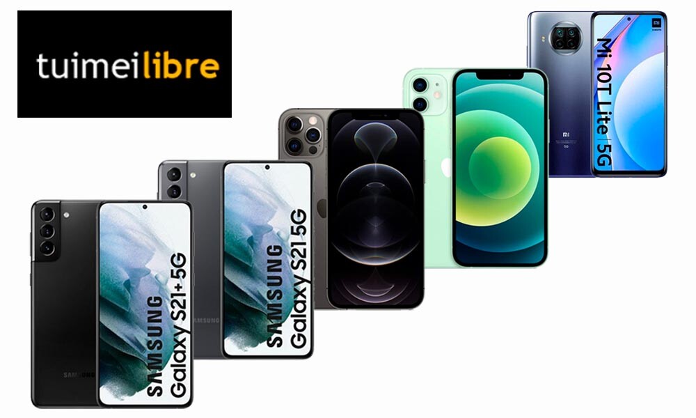Ofertas en smartphones de gama alta en tuimeilibre: los mejores precios para los Galaxy S21, los iPhone 12 o el Xiaomi Mi 10T Lite