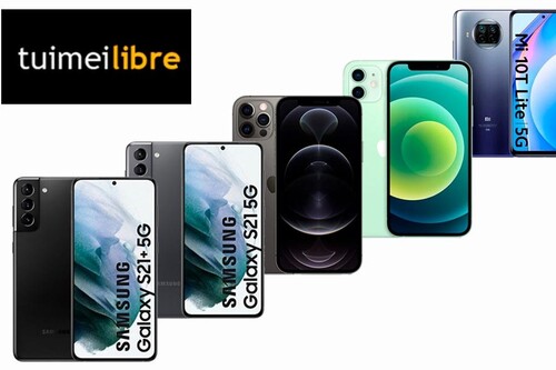 Ofertas en smartphones de gama alta en tuimeilibre: los mejores precios para los Galaxy S21, los iPhone 12 o el Xiaomi Mi 10T Lite