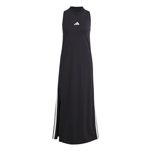 adidas Mujer Essentials 3-Stripes Long Racerback Dress, Black/White, M