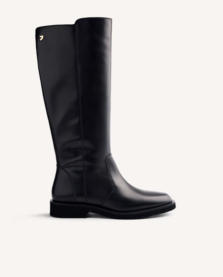 Botas Cana Ancha Piel Elegantes Sobrias Invierno Comodas