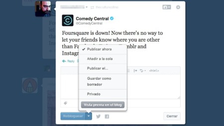 Ejemplo de reblog en Tumblr
