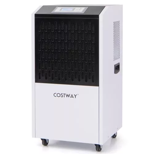 COSTWAY 118 L Deshumidificador, 1300W Deshumidificadores de Humedad con Manguera de Drenaje, Deshumidificador Comercial con Temporizador de 24h y 4 Ruedas para Sótano, Almacén, hasta 790㎡ (Blanco)