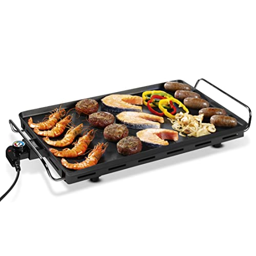 Princess Table Chef XXL Classic, Revestimiento Antiadherente de Doble Capa, 2500 W, Superficie de 60 x 36 cm, Asas Frías al Tacto, Temperatura Regulable, Para Entre 4 y 6 Personas, Color Negro, 102325