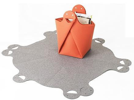 Divertido cesto-alfombra para la habitación infantil