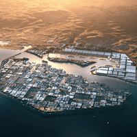 Satélite capta los avances de Oxagon, el mega puerto flotante con el que Arabia Saudita quiere conectar tres continentes 
