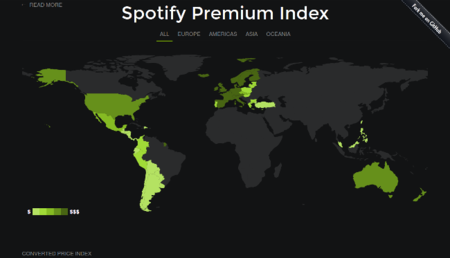 Los distintos precios de Spotify Premium en el mundo. La imagen de la semana