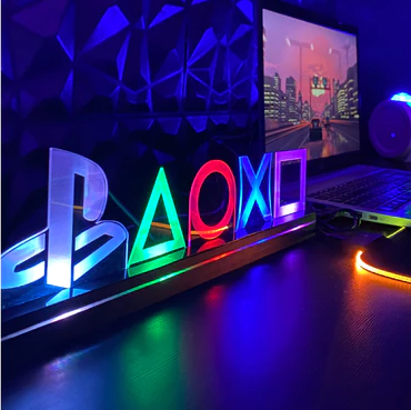 Luminária Decorativa Gamer PlayStation - Xbox Símbolos