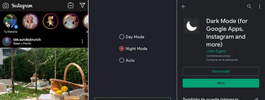 Con DarkMode puedes activar el modo oscuro en apps como Instagram si tu móvil no tiene la opción en los ajustes