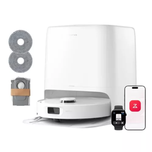 roborock Qrevo 2 Pro Set Robot Aspirador Succión Extrema de 25000 Pa,Blanco | Mopa FlexiArm, secado con aire caliente a 45 °C, autolimpieza a alta temperatura a 75 °C, sistema doble antienredos.