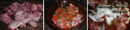 Preparación de conejo en adobo al horno