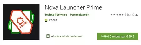 Google Play での Nova Launcher Prime オファー