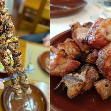 Este restaurante de un pueblo de Valladolid se ha convertido en lugar de peregrinación por sus pinchos XXL de lechazo al sarmiento